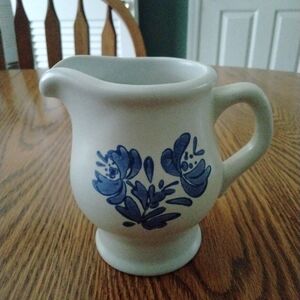 Pfaltzgraff Cream Ceramic Pitcher with Blue Floral Motif